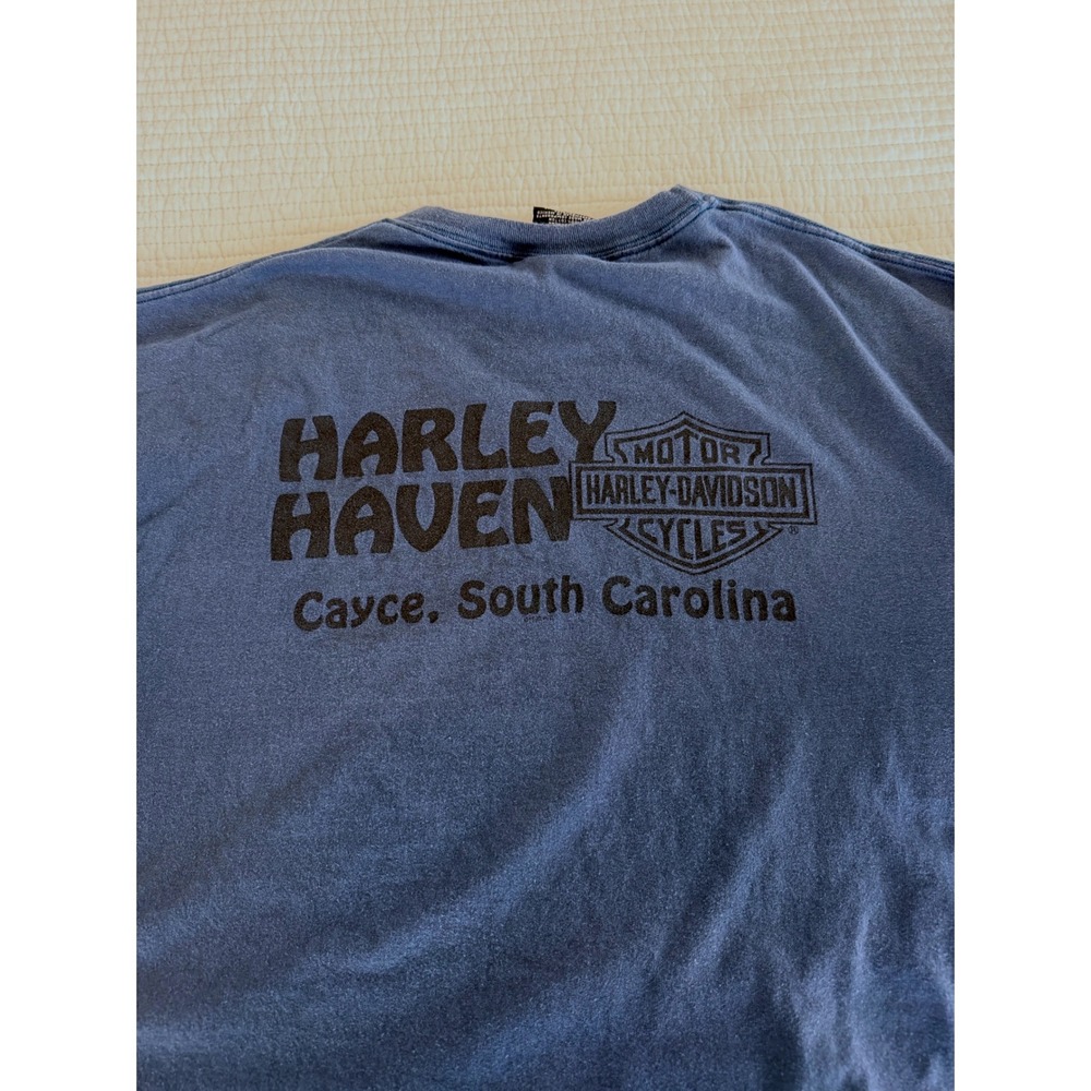 Harley Davidson T-Shirt Mens XXL Blue Tribal Graphic Harley Haven South Carolina - Picture 8 of 8